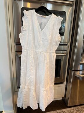LOFT White Button-Front Petite XXL Dress